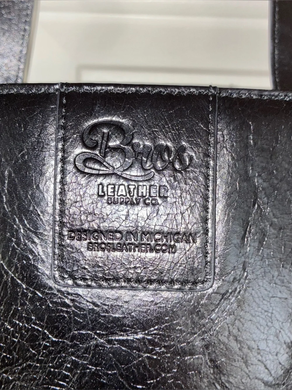 Like New Bros Leather Supply Company Large‎ Black Leather Tote Bag - Classic